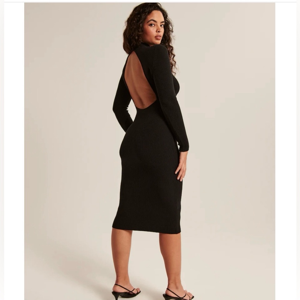 Elegant open back black dress